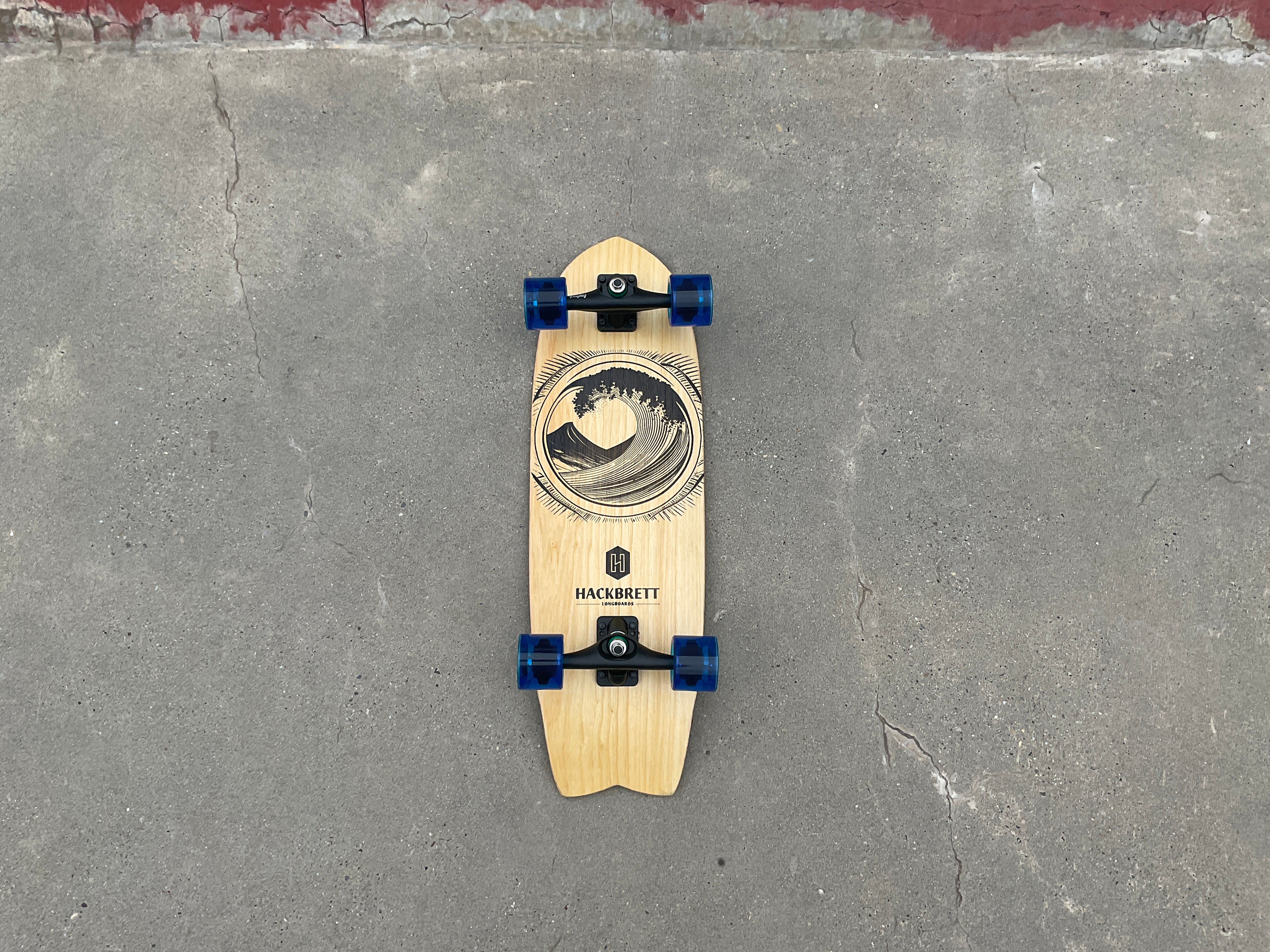 Hackbrett Surfskate 30.9" Komplettbrett / Eiche hell Wellenberge